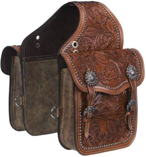 Western Horse Leather Saddle Bag Heavy Duty Traditional Trail Ride | Saddle Bag | Horse Saddle Bag | Western Saddle Bag | Leather Saddle Bags for Horses (Color-06)