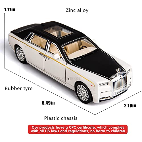 Image of DEUSON ECOM Alloy Metal Pull Back Die-Cast Car 1:32 Rolls Royce Phantom Diecast Metal Pullback Toy Car With Openable Doors & Light, Music Boys Gifts Toys For Kids,Black