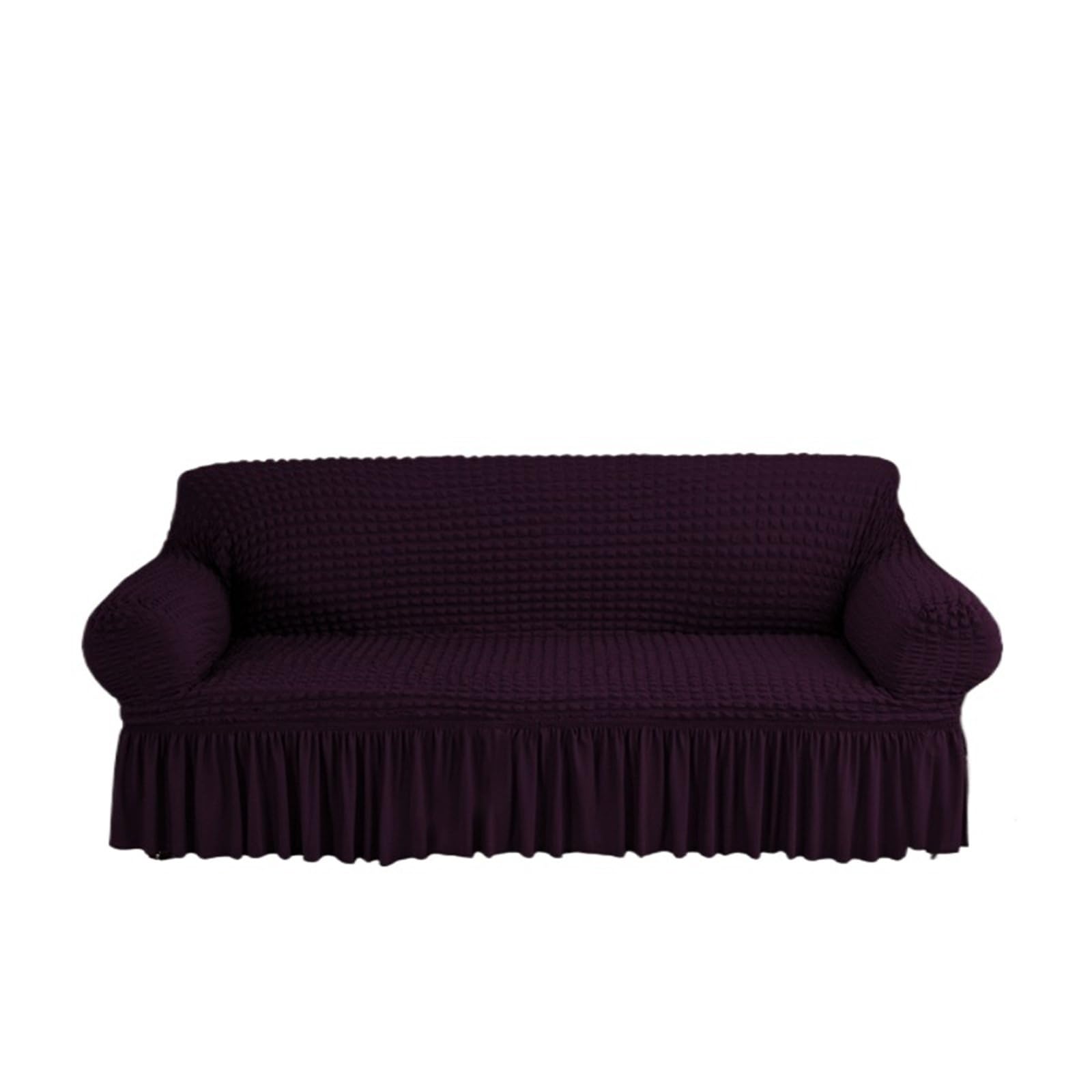 SUBLXPoten Sofa Cover with Skirt Sofa Slipcover with Skirt Easy Fitted for Living Room Couch Cover Washable Elastic(Plum purple,3-seater 170-230cm)