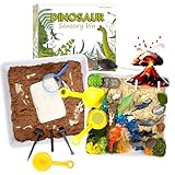 Dinosaur Sensory bin for Toddler Sensory Toys,Two Sandboxes Sensory Bin Filler with Pom-pom Volcano Dinosaurs Fossil Dig, STEM Paleontology Science Kit for Dinosaur Toys for Kids Ages 3-5+