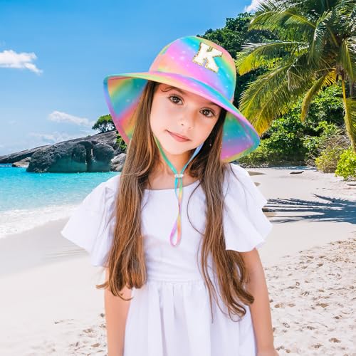 Kids Sun Hat for Girls UV Protection Wide Brim Mesh Toddler Summer Beach Fishing Hat with Neck Flap for Girls 3-8 Years2