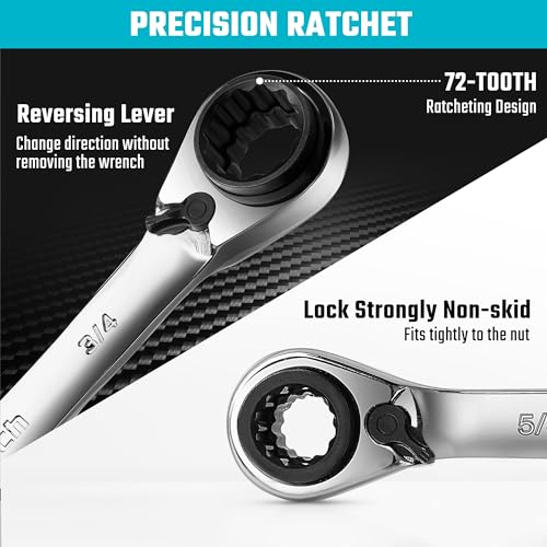 Image of DURATECH 4-in-1 Reversible Ratcheting Box Wrench Set, SAE, 2-Piece (Pack of 2)