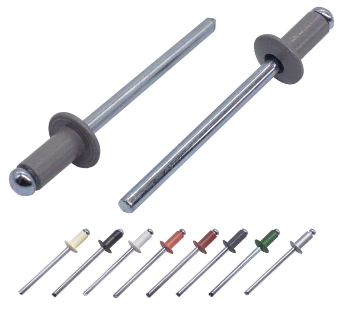 Marcopol Dusty Grey (Ral 7037) (Pack Of 1000 Pcs) Painted Blind Rivets 3.2 X 8 Mm, Dome Head, Din 7337, Aluminum Rivet And Steel Mandrel, Pop Rivets (1000, Dusty Grey Ral 7037)