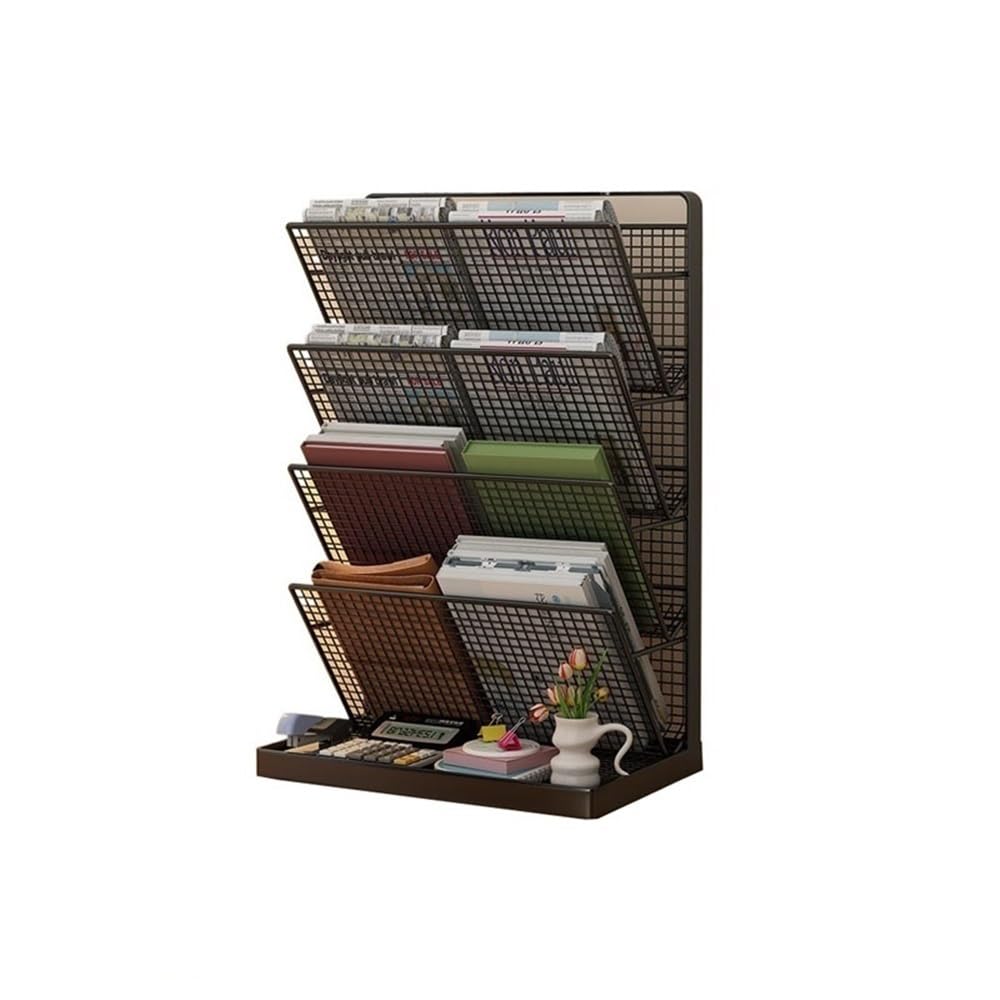 Organizer per cartelle a 5 livelli, porta posta, porta riviste in rete nera, 35 x 18 x 57 cm