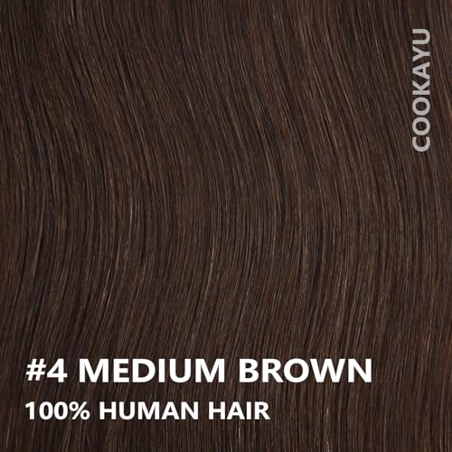 Image of COOKAYU Clip in Hair Extensions Real Human Hair, Real Hair Extensions Clip in Human Hair Medium Brown Straight Hair 16inch 120g 7Pcs