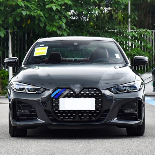 Image of x xotic tech Iconic 3-color Tri Grille Insert Trims Strips, Front Center Kidney Grilles Compatible with BMW 4 Series G22 /G23 2021 2022 2023 2024 420i 430i 440i w /Standard Diamond Shape Large Grill