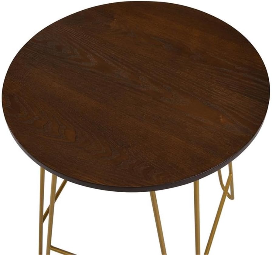 Carolina Classic Ethan 20 in Round Side Table in Elm and Gold