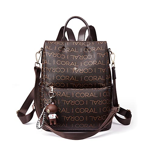 CORALDAISY Rucksack Damen Leder Elegant Anti Diebstahl Rucksack Tasche 2 in 1 Damen Handtasche UmhäNgetasche Schultasche Lässig Reiserucksack Cover