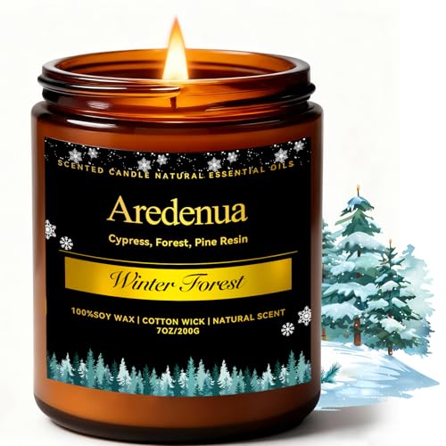 Winter Candles – Winter Forest Candle | Holiday Soy Candles for Home Scented - Cedarwood Evergreen Christmas Candle | Holiday Christmas Gifts for Wo