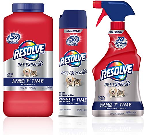 Resolve Pet Mess Cleaning Bundle: Pet Carpet Cleaner Powder (18oz), Pet Stain