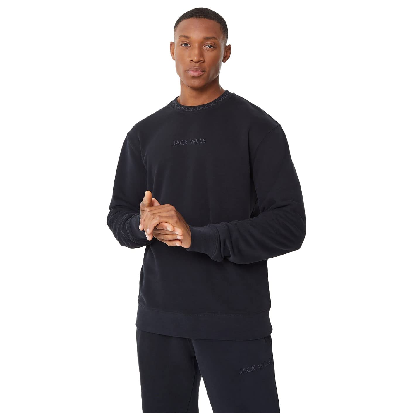 Jack Wills Men Jacquard Crew Sweatshirt Black Medium
