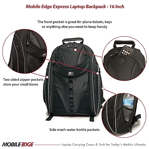 Mobile Edge Express 2.0 Laptop Backpack for Men and Women, Compatible with PC and Mac Laptops 16-17 Inch, Travel Work Business Computer Bag, MEBPE22, Black with Silver Trim4