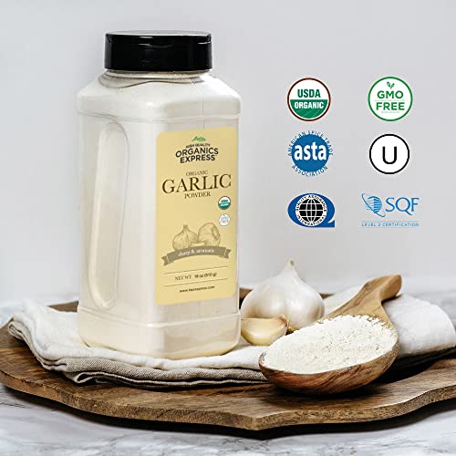 Hqoexpress Organic Garlic Powder – Non Gmo, Kosher, Usda Certified Organic Granulated Garlic – Sweet And Sharp Aromatic Seasoning For Rubs, Marinades, Dressings And Burgers, 18 Oz. Chef Jar #TOP1