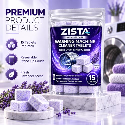 Image of ZISTA Washing Machine Cleaner Tablets with Lavender Scent 15 Pcs