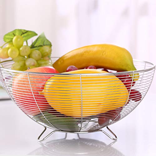 haiaxx Fruit Basket Conteneur Bol en Acier Inoxydable Fil Cuisine Drain Rack Légumes Fruits Panier Argent