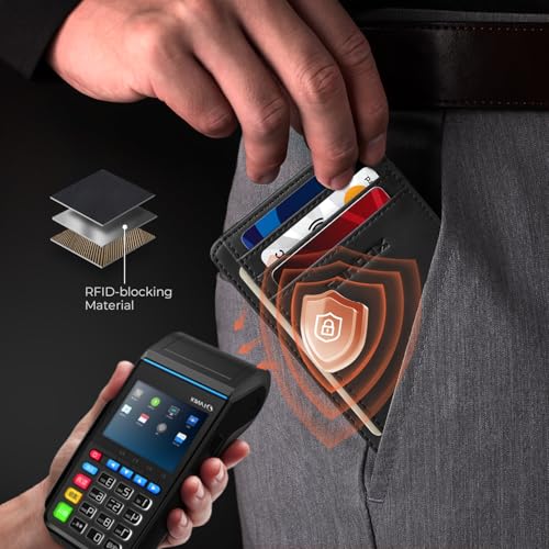 Image of RUNBOX Slim Minimalist Front Pocket RFID Blocking Leather Wallets for Men and Women Card Holder Wallets Gifts for men