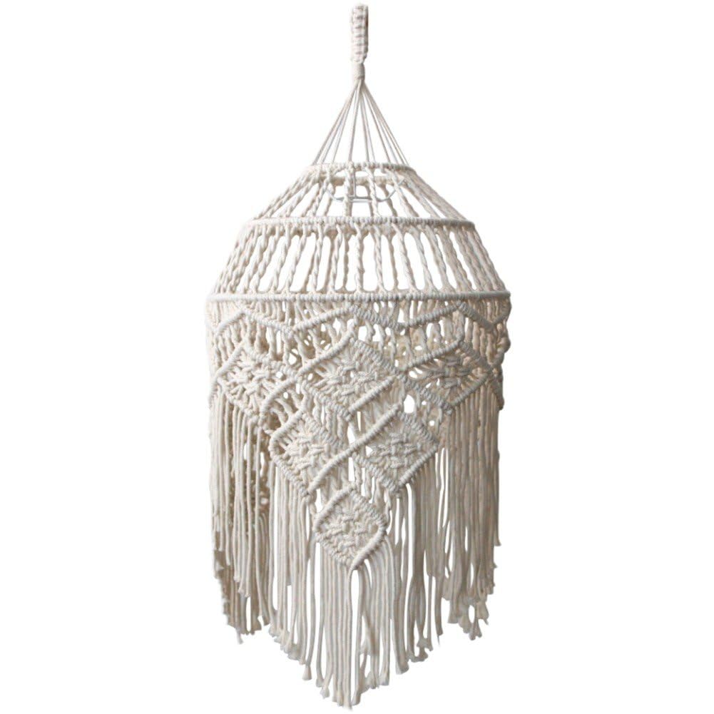 Haowul Macrame Light Shade Chandelier Cover Cotton Rope Lampshade Hanging Light Tapestry for Home Hotel Decoration