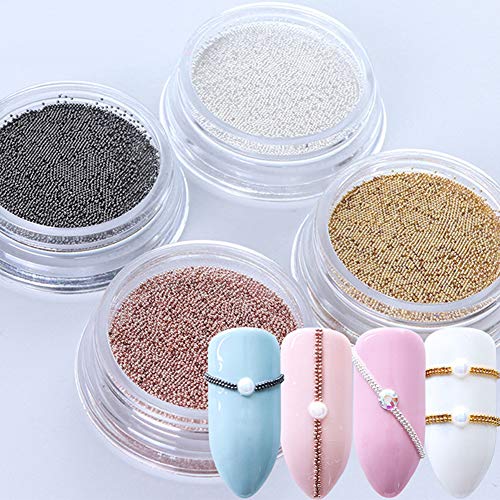 Nail Art Perlen Pulver, 3D DIY Micro Stahl Perlen Einfarbige Nail Art Dekorationen Mini Charm Stud Nail Professional Für… – Bild 6