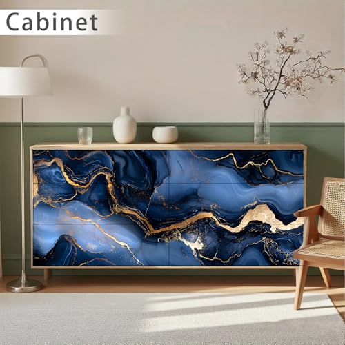 Image of Nuxovilar Navy Gold Marble Vein Wallpaper Peel Stick Vinyl 15.75x39.37