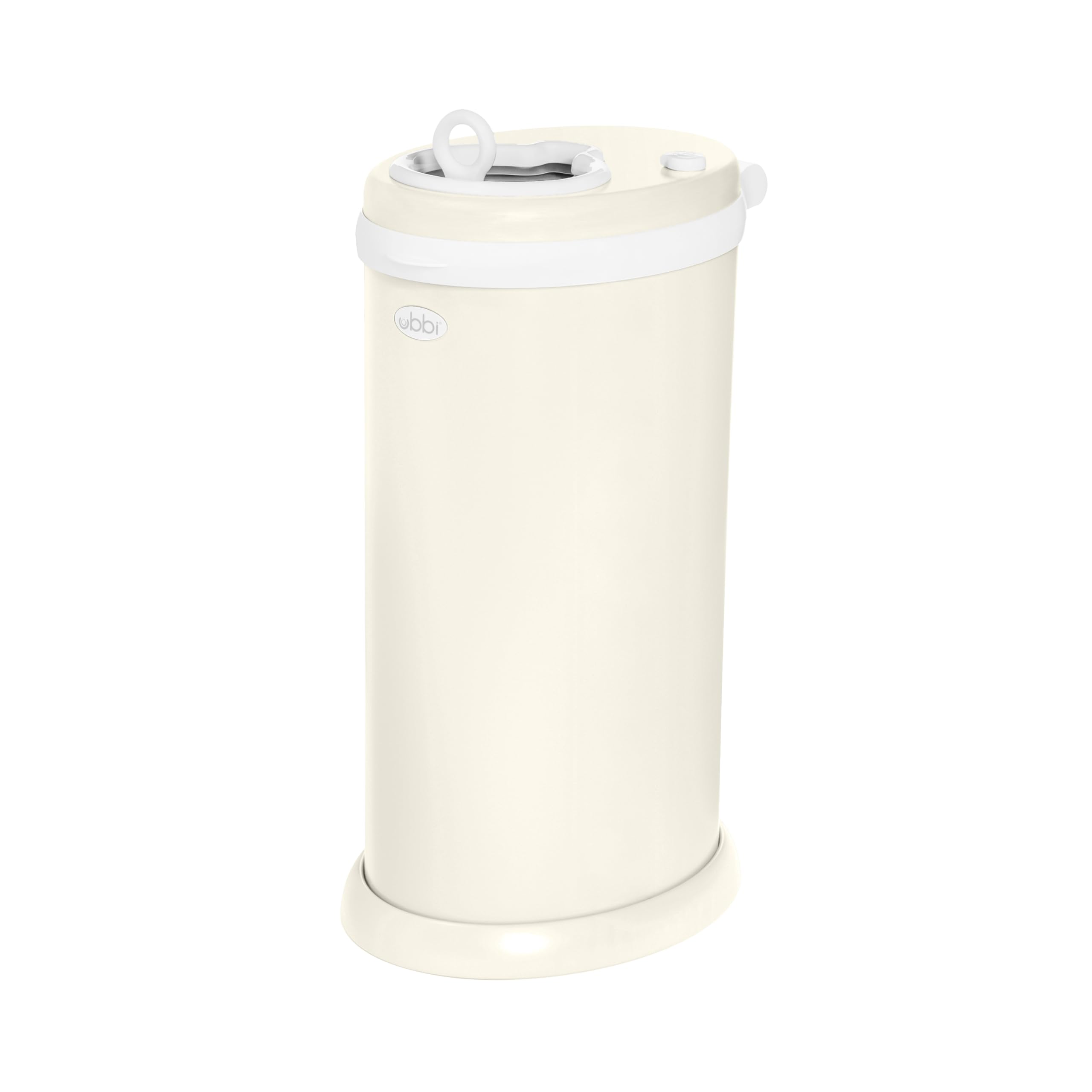 Ubbi Stainless steel nappy bin, odour lock, no special bag needed, award-winning, register must-have, matte ivory