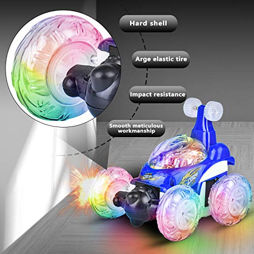 UTTORA Remote Control Car,RC Cars Toy for Kids, High Speed RC Stunt Car for Boys&Girls 360 Rotating Off Road Stunt Car Outdoor Electric RC Truck Rechargeable RC Car for Kids Adult (Blue) - Thumbnail 3
