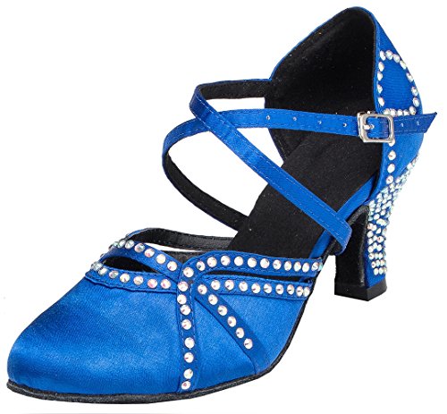 Chaussures de jazz moderne bleu pour femme avec talon de 6cm