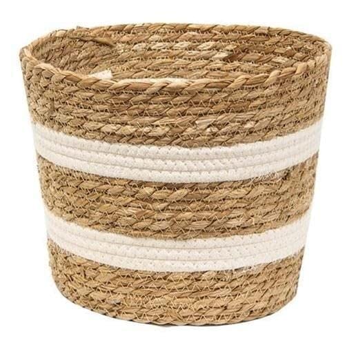 AN Enterprises Quality Jute Planter Pots/Storage Basket with handle, Multi-Purpose use for Bathroom Living Room (6 Inches) 2 Z WHITE (set of 1(double white), 6 inches)-picture-24