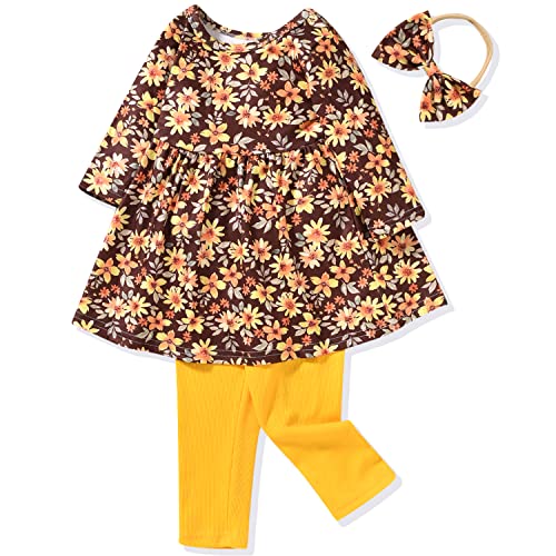 Aalizzwell Toddler Girls Floral Tunic Outfit for Fall Winter