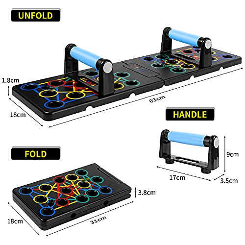 24 in1 Opvouwbare Push Up Board, Thuis Workout Apparatuur, Vet Kracht Training Apparatuur Pushup Stands Oefenbord Spierbord, Thuis Oefeningen Voor Mannen/Vrouwen - Afbeelding 6