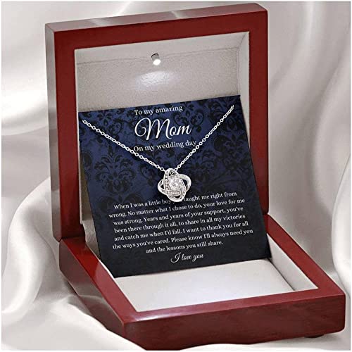 Love Knot, Mom Gift From Groom, Wedding Day Gift For Mother Of The Groom From Son, Mother Of Groom Necklace From Son Wedding Gift For Mom, Necklaces with Meaningful Messages Card Inside3