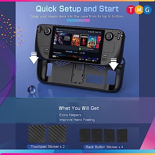 Image of TMGKickstand Protective Case for Steam Deck, TPU Protective Anti-drop Back Cover with Bracket Compatible with Steam Deck