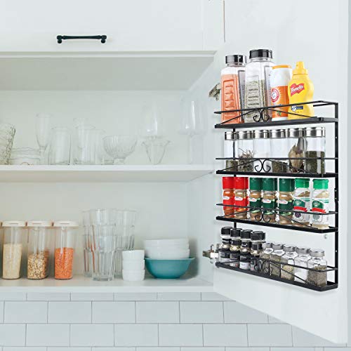 VEESUN Wall Mounted Spice Rack Organizer for Cabinet Pantry Door Kitchen Large Hanging Spice Shelf, 4 Tier,Black. - Thumbnail 4