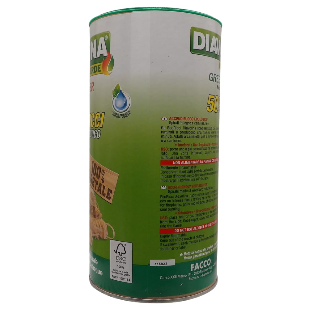 ECORICCI ACCENDIFUOCO 100% VEGETALE, Spirali in legno e cera naturale, Ideali per Camini, Stufe e Barbecue. 400 gr. (4)