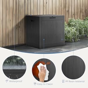 Dumos31gallondeckboxlockableoutsidestorageboxforoutdooruseoutsidewaterproofresinpackagedeliveryboxforbackyardpatiogardenblack Urban Country Home Decor Dumos 31 gallon deck box lockable outside storage box for outdoor use outside waterproof resin package delivery box for backyard patio garden black urban country home decor
