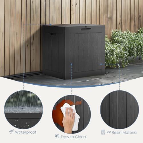 Dumos31gallondeckboxlockableoutsidestorageboxforoutdooruseoutsidewaterproofresinpackagedeliveryboxforbackyardpatiogardenblack Urban Country Home Decor Dumos 31 gallon deck box lockable outside storage box for outdoor use outside waterproof resin package delivery box for backyard patio garden black urban country home decor