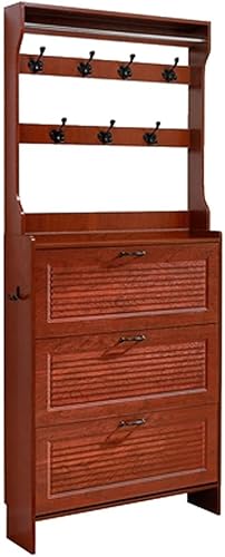 AVEO Zapatero de madera maciza combinado con perchero, armario de zapatos ultrafino para entrada, elegante estante de zapatos (3,550,081.9in)