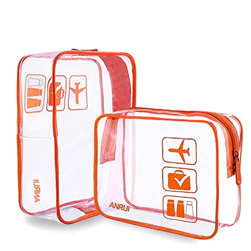 ANRUI Clear Toiletry Bag, 3-Pack TSA Approved Toiletry Bag For Travel Carry On Airport Quart Sized Clear Bag Same Size - Black