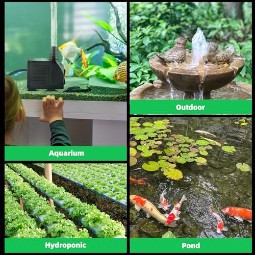 Image of Aquarium Submersible Fountain Pump: 550GPH 30W Ultra Quiet Adjustable Water Pump with 6ft Power Cord for Small Pond | Fish Tank | Waterfall | Garden | Hydroponic (2 Pcs) Black