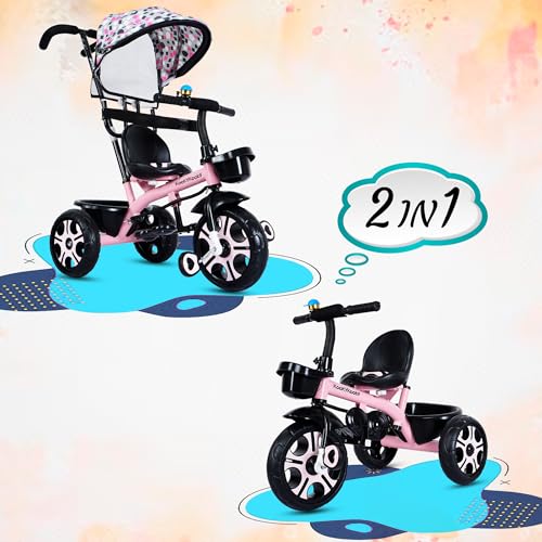 Image of AMARDEEP Baby Tricycle Rhodeo| Bis Approved Baby Tricycle - Safe, Stylish, And Sturdy | Plug And Play Assembly | Supports Up To 30 Kgs | Your Child'S First Adventure On Wheels! (Pink)