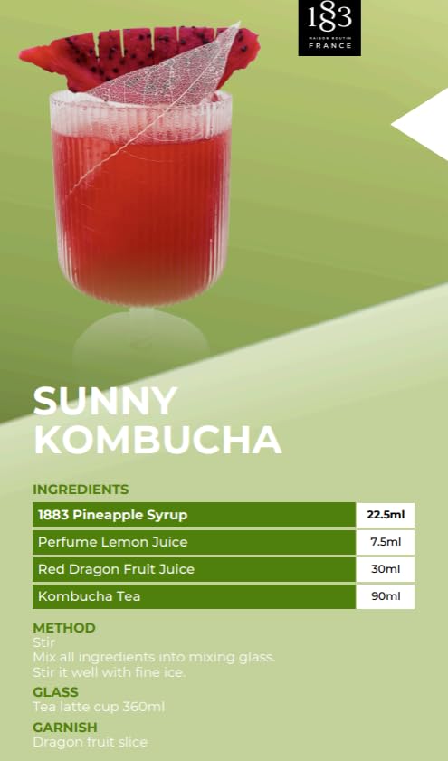 Image of 1883 Pineapple Syrup for Drinks, Made in France, 1 Liter Glass Bottle