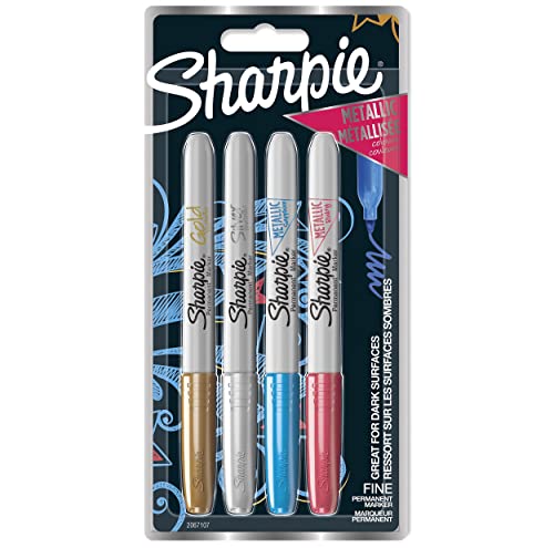 Sharpie Marqueurs Métallisés Permanents Pointe Fine Assortiment de Couleurs Lot de 4