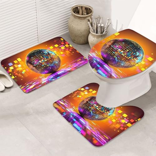Alfombras de baño de 3 piezas lavables con estampado de luces de colores 2