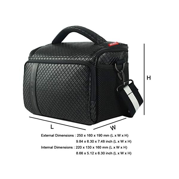MCHENG Stoßfest Wasserdicht PU Leder Kameratasche Camera Case Bag , Schwarz (L) – Bild 8