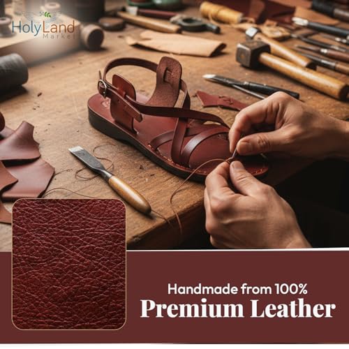 Image of Holy Land Market Men /Women Biblical Jesus Leather Sandals /Slides From Jerusalem (Yashua-Style II)