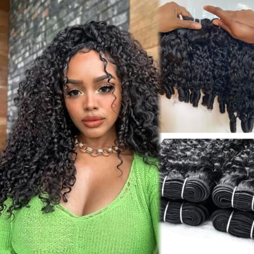 Burmese Curly Bundles Human Hair 4 Bundles Curly Bundles Human Hair with Spiral End 14 16 18 20 Inch Burmese Raw Hair Extension 3c4a Quick Weave Natural Color Hair for Women