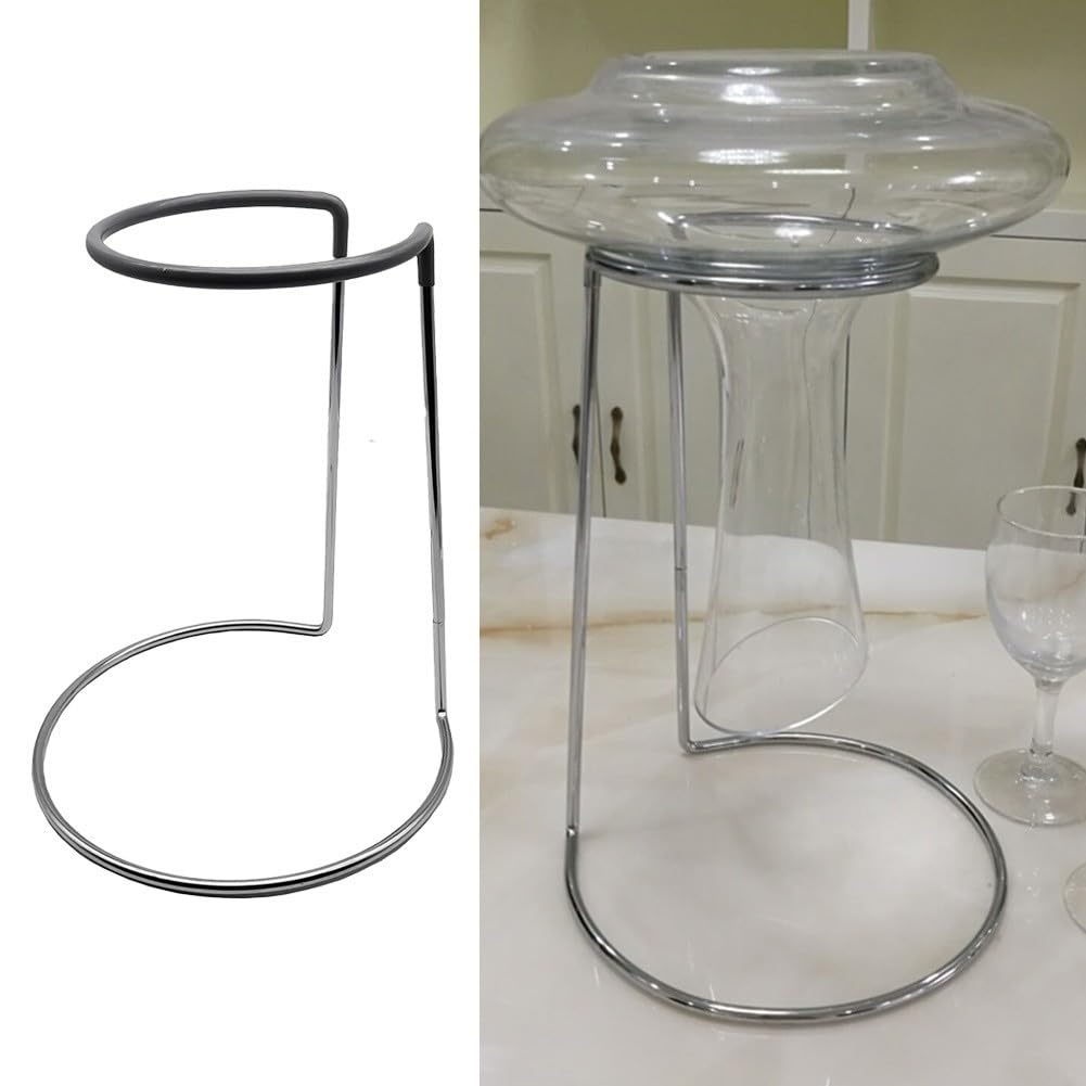 DAZZLEEX Supporto scolapiatti per decanter, caraffa in vetro in acciaio al carbonio per superficie cromata + PVC per hotel/bar/ristorante
