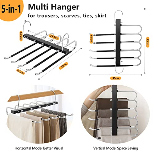 TAOPE Trouser Hangers Space Saving, 2 Pack Stainless Steel Hangers Pants Organizer, Non-Slip Closet Storage Organizer - Image 3
