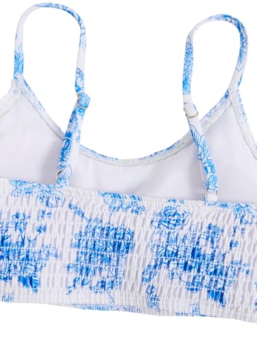 Image of SOLY HUX Girl's Floral Print Bikini Set Spaghetti Strap Smocked Bathing Suit Two Piece Swimsuit
