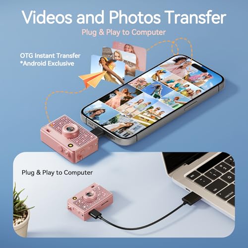 Image of HOTU Mini Keychain Camera, 2K 20 MP Bling Mini Digital Camera with 16G Card for Travel and Vlog, Long Battery Life, Photo Video Camera Compact and Portable for Kids, Teens, Rose Gold