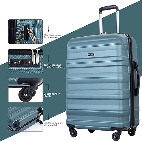 Amalodie 3 Piece Spinner Suitcase Set: Hardshell Expandable Luggage - TSA-Approved Carry-Ons for Simplified Travel Packing (Slate Blue, Expandable 3 Piece Set)4